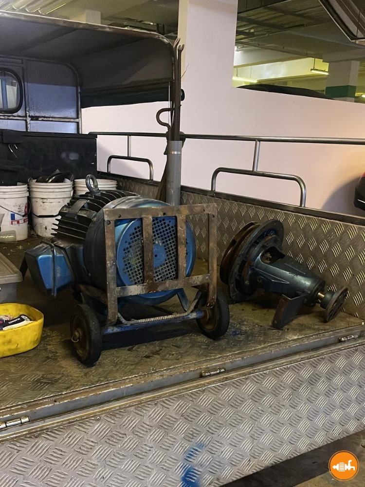 Pump Motor and Components on Transport Vehicle